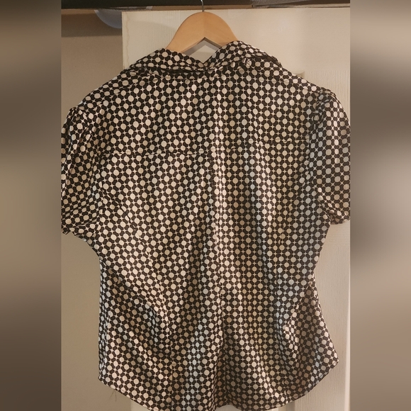 Ricki's Vintage Black and White Geometric Satin Button Down Shirt - Picture 2 of 3